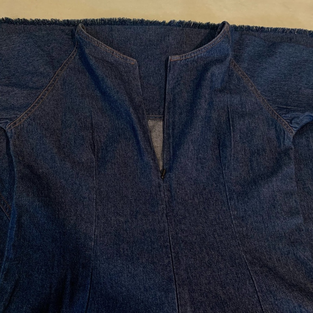 Le Mieux Dress Women 6 Blue Shift Denim Sweetheart Frayed Cotton Preppy no tags - Picture 11 of 13